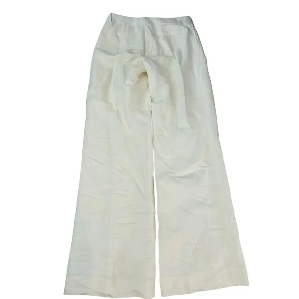 Banana Republic Women's White Linen Blend High Rise Wide Leg Pants Size 4